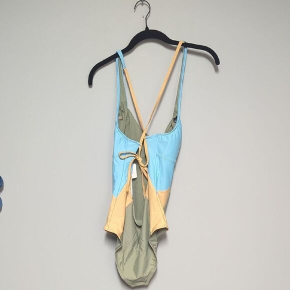 NWT Prana Green and Blue One Piece Swimwear with High-Leg Cut - Picture 2 of 4